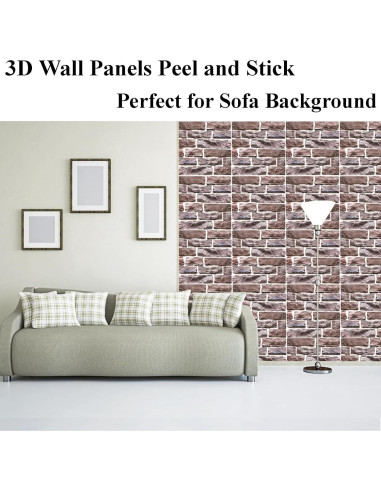 Paneles de Pared 3D Autoadhesivos Veczom - Ladrillo Piedra 10 Unidades