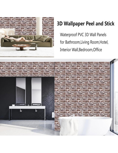 Paneles de Pared 3D Autoadhesivos Veczom - Ladrillo Piedra 10 Unidades