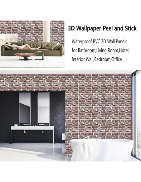 Paneles de Pared 3D Autoadhesivos Veczom - Ladrillo Piedra 10 Unidades