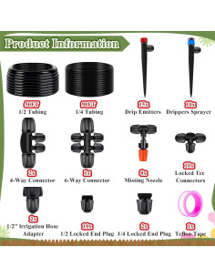 Kit de Riego por Goteo Automático TWOWYHI 30m y 15m Ajustable 2