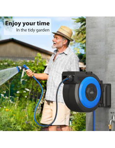 Carrete de Manguera de Jardín Retráctil Himimi 5/8" x 27.43m 2