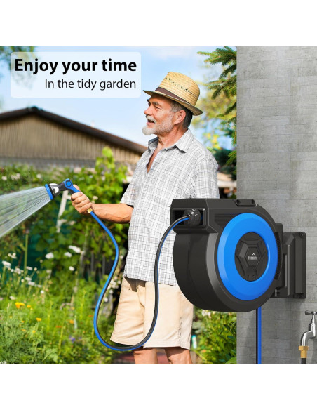 Carrete de Manguera de Jardín Retráctil Himimi 5/8" x 27.43m