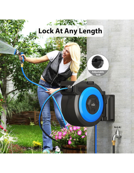 Carrete de Manguera de Jardín Retráctil Himimi 5/8" x 27.43m