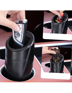 Mini Basurero de Coche WisBtyCo con Tapa - Negro, Compacto y a Prueba de Fugas 2