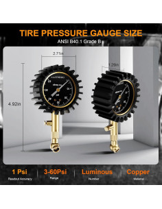 Manómetro de Neumáticos OWINUSTECH 60 PSI Dial Luminoso 2
