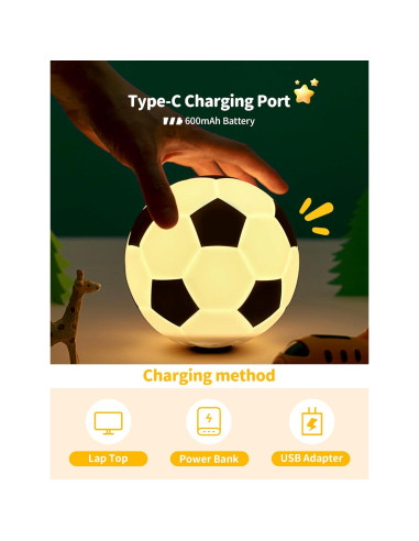 Luz Nocturna de Fútbol TechCharm LED Recargable Silicona 13cm