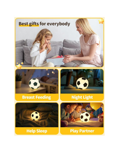 Luz Nocturna de Fútbol TechCharm LED Recargable Silicona 13cm