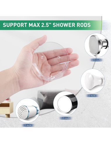 Soportes de Varilla de Cortina de Ducha Kitosun - 2 Piezas Transparentes