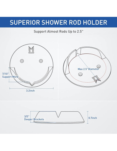 Soportes de Varilla de Cortina de Ducha Kitosun - 2 Piezas Transparentes