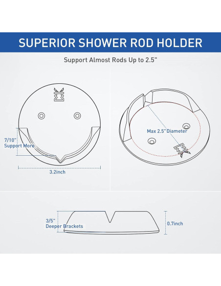 Soportes de Varilla de Cortina de Ducha Kitosun - 2 Piezas Transparentes