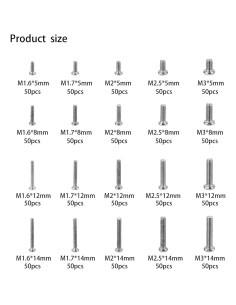 Kit de 1000 Tornillos Pequeños M1.6 M1.7 M2 M2.5 M3 WSLLM 2