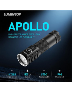 Linterna EDC LUMINPRO Apollo Compact 1000 Lumens USB-C IPX8 2