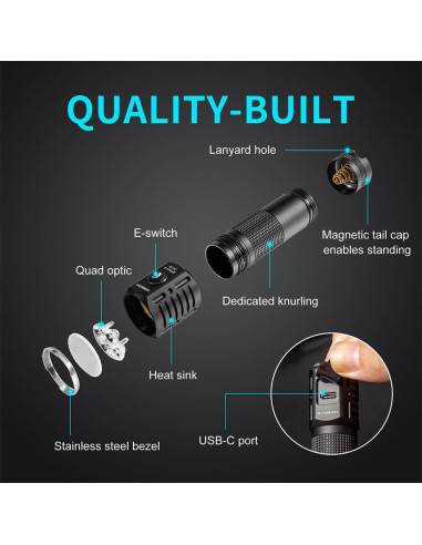 Linterna EDC LUMINPRO Apollo Compact 1000 Lumens USB-C IPX8