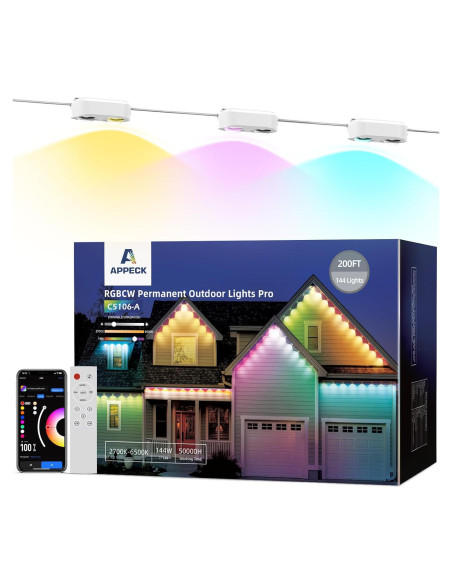 Cadena de Luces LED Inteligentes APPECK 61m IP67 RGB y Blanca