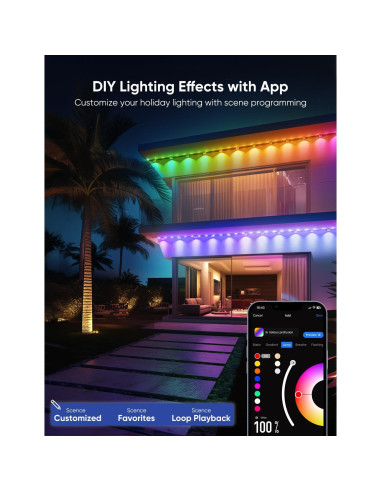 Cadena de Luces LED Inteligentes APPECK 61m IP67 RGB y Blanca