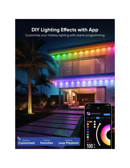 Cadena de Luces LED Inteligentes APPECK 61m IP67 RGB y Blanca