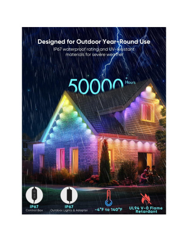 Cadena de Luces LED Inteligentes APPECK 61m IP67 RGB y Blanca