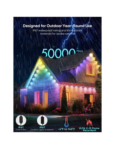 Cadena de Luces LED Inteligentes APPECK 61m IP67 RGB y Blanca