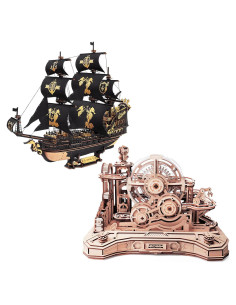 ROKR Rompecabezas 3D de Madera EGC01 y Barco Caballito de Mar MCB02