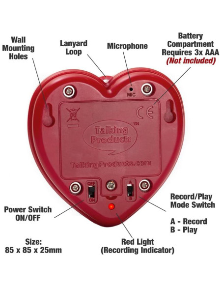Grabador de Voz Corazón Hablante 2 Minutos - Rojo