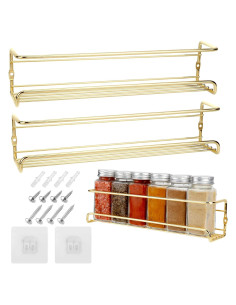 Estantes autoadhesivos de acero inoxidable Blueden - 2 unidades doradas