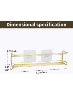 Estantes autoadhesivos de acero inoxidable Blueden - 2 unidades doradas 2