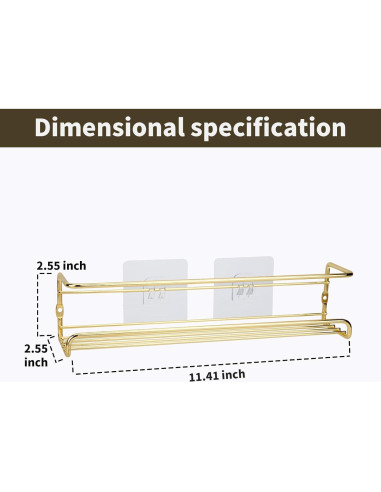Estantes autoadhesivos de acero inoxidable Blueden - 2 unidades doradas