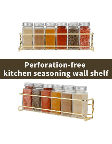 Estantes autoadhesivos de acero inoxidable Blueden - 2 unidades doradas