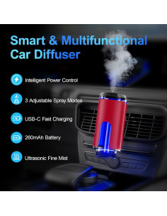 Difusor de Aromaterapia ASTRALER para Auto - Recargable USB, 3 Modos, 6 Aceites Esenciales 2