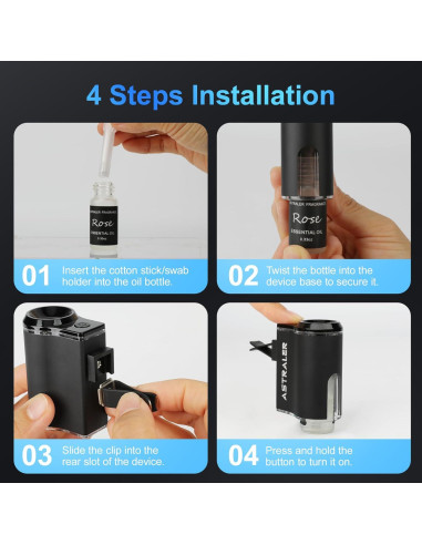 Difusor de Aromaterapia ASTRALER para Auto - Recargable USB, 3 Modos, 6 Aceites Esenciales