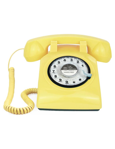Teléfono de Escritorio Retro TelPal MY-301 Amarillo Manos Libres