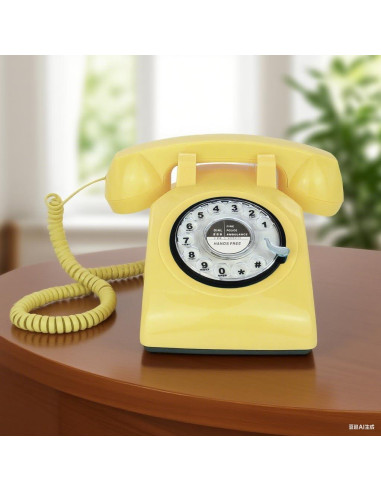 Teléfono de Escritorio Retro TelPal MY-301 Amarillo Manos Libres