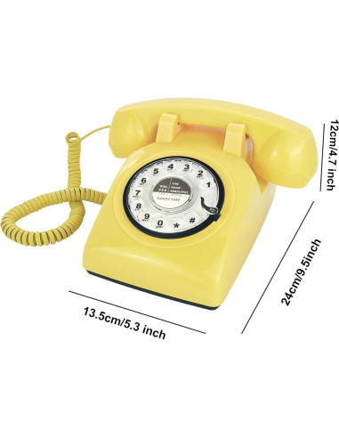 Teléfono de Escritorio Retro TelPal MY-301 Amarillo Manos Libres