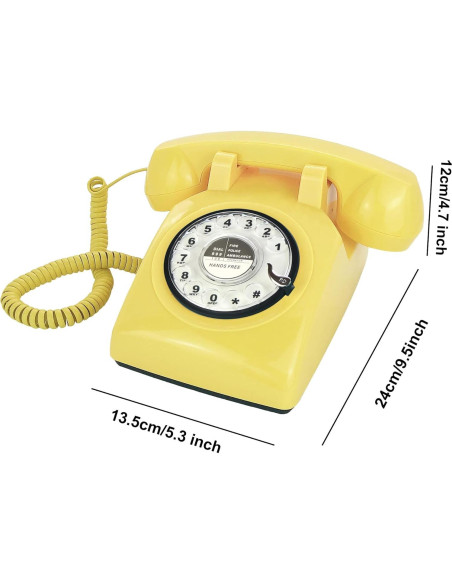 Teléfono de Escritorio Retro TelPal MY-301 Amarillo Manos Libres