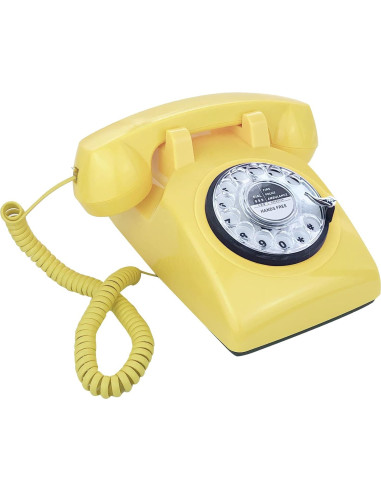 Teléfono de Escritorio Retro TelPal MY-301 Amarillo Manos Libres