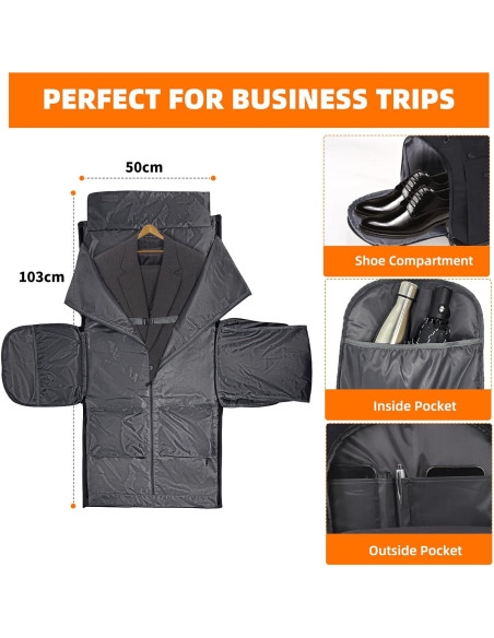 Bolsa Duffle OPOALO 2 en 1 para Ropa y Traje - Negro Bolsa Duffle OPOALO 2 en 1 para Ropa y Traje - Negro