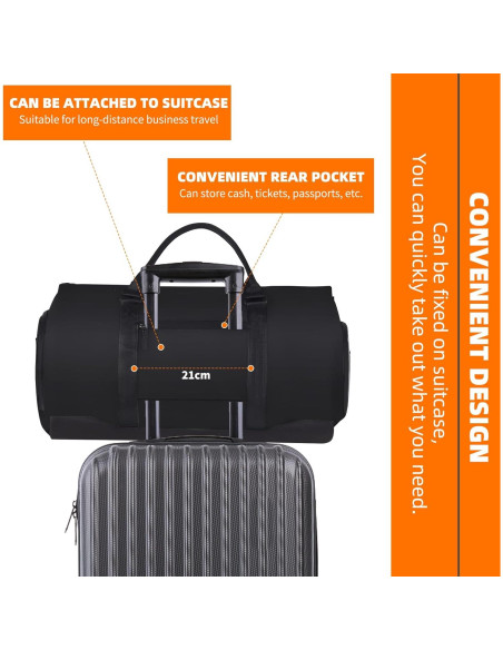 Bolsa Duffle OPOALO 2 en 1 para Ropa y Traje - Negro Bolsa Duffle OPOALO 2 en 1 para Ropa y Traje - Negro