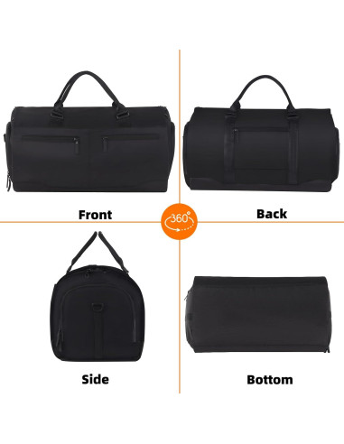 Bolsa Duffle OPOALO 2 en 1 para Ropa y Traje - Negro