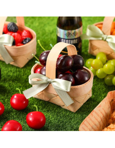 Cestas Mini Tejidas Geelin 12 Pcs Verde Salvia con Mangos 2