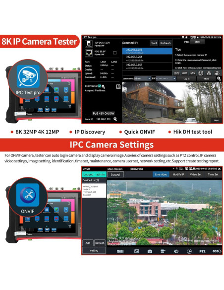 Probador de CCTV Rsrteng X7-MOVTADHS 8K Herramienta de Red