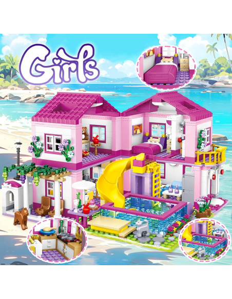 Conjunto de Construcción Villa de Verano Rosa Shantou 1018 PZS