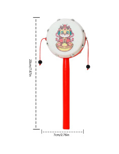 Tambor de Sonajero de Madera MiFaSuo para Bebés 20x7x4cm 2