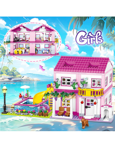 Conjunto de Construcción Villa de Verano Rosa Shantou 1018 PZS