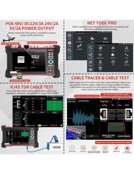 Probador de CCTV Rsrteng X7-MOVTADHS 8K Herramienta de Red