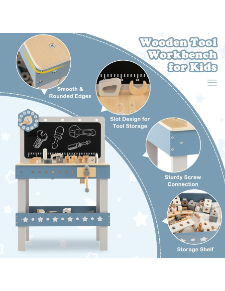 Banco de herramientas Costzon para niños con 61 piezas
