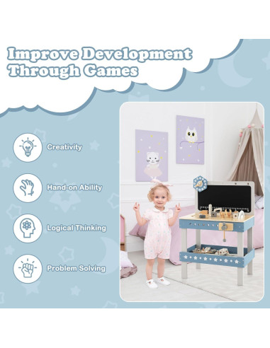 Banco de herramientas Costzon para niños con 61 piezas