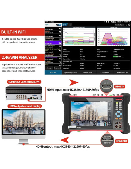 Probador de CCTV Rsrteng X7-MOVTADHS 8K Herramienta de Red
