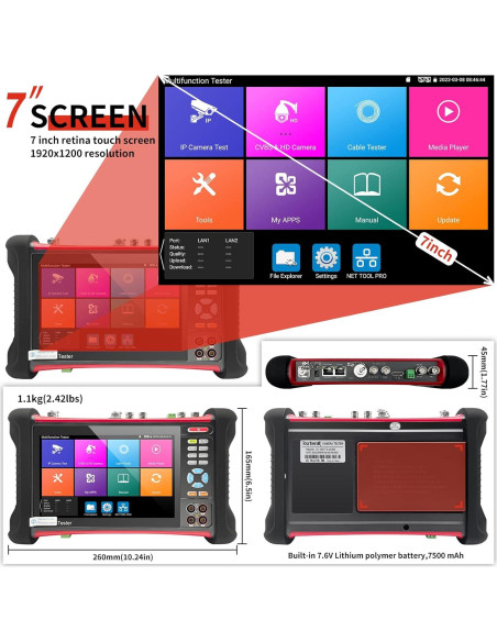 Probador de CCTV Rsrteng X7-MOVTADHS 8K Herramienta de Red
