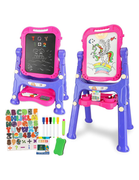 Caballete de Arte STEAM Life Rosa Púrpura para Niños 4 en 1