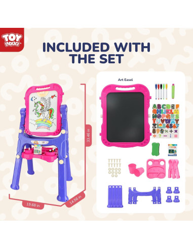 Caballete de Arte STEAM Life Rosa Púrpura para Niños 4 en 1